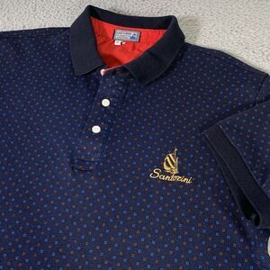 Santorini Greek Cotton Polo Shirt Mens XL Slim Fit Geometric Banded Cuffs Greece